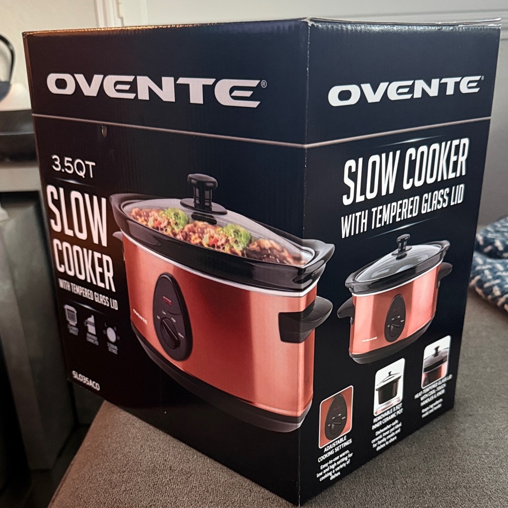 Ovente Copper Slow Cooker with Glass Lid